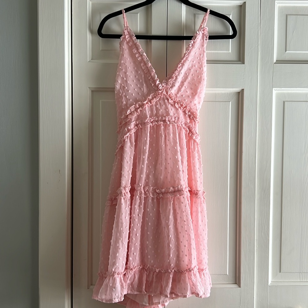 Girls pink dress- lined- size M